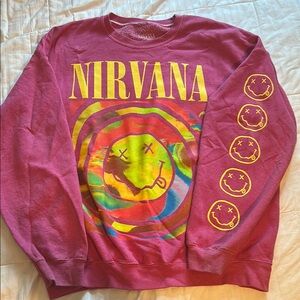 NIRVANA Maroon Graphic Crewneck Sweater